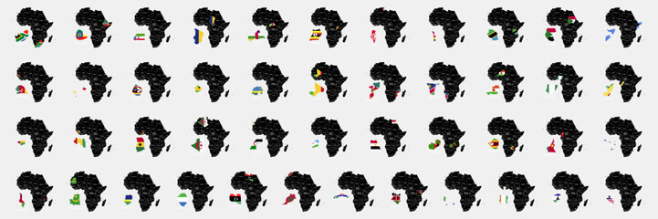 africa territory. all country flags of africa. white background. vector illustration. eps 10