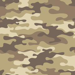 Wall Mural - Camouflage seamless pattern. Military texture of light spots. Desert camo. Print on fabric and clothing. Vector illustration