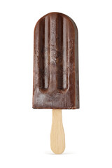 Wall Mural - Brown chocolate popsicle ice cream isolated on white.