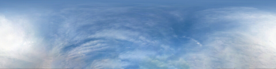Wall Mural - blue sky with beautiful cumulus clouds. seamless hdri panorama 360 degrees angle view with zenith fo