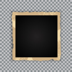 Wall Mural - vintage photo frame on transparent background. retro old paper picture photo frame template for nost