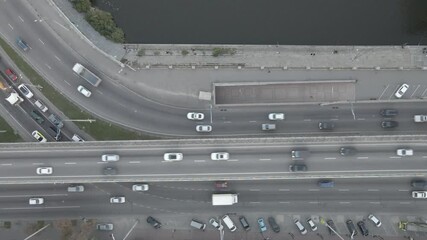 Wall Mural - Aerial view of a road with heavy traffic