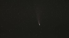18 July 2020. Comet Neowise C2020F3 In Night Starry Sky. Natural Night Sky Background. 4K Timelapse Time Lapse
