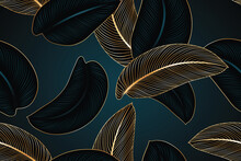 Luxurious Gold Seamless Pattern With Purple Calla Flowers And Tropical Leaves.
