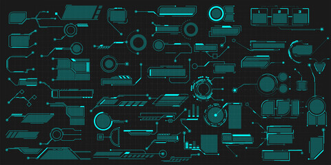 Wall Mural - Callouts titles UI, UX. Callout bar labels, information call box bars and modern digital info. Tech digital info boxes hud templates. Futuristic set advertising communication. Vector illustration