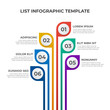 6 points of list, step diagram, infographic element template vector with colorful leaves design, can be used for presentation or social media post.