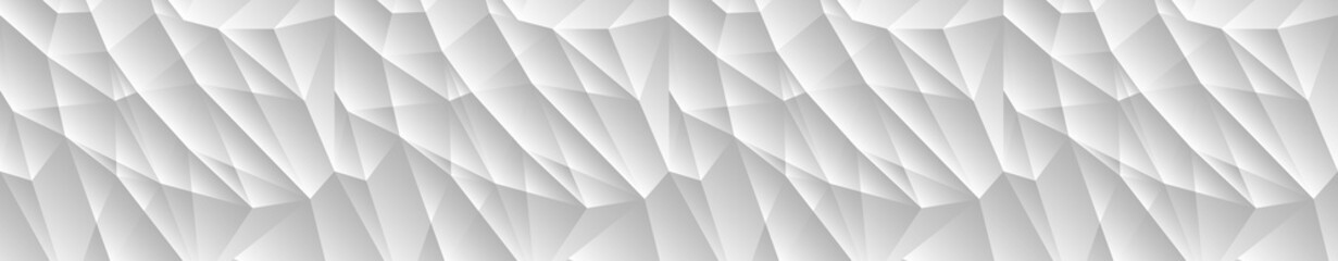 Texture panorama light gray geometric background. 3D Abstract white wallpaper.