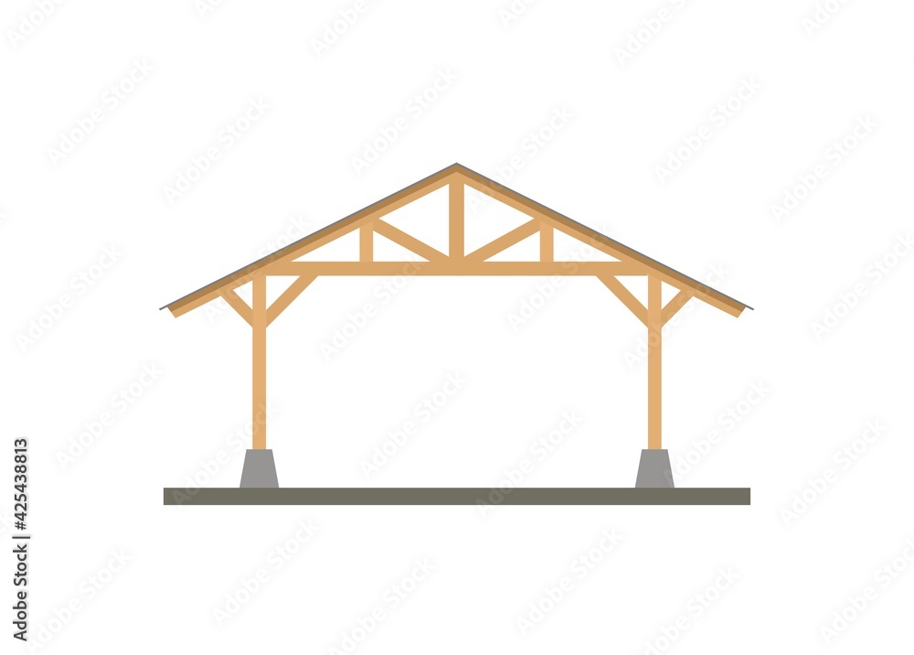 Canopy building with wooden frame. Simple illustration Stock Vector ...