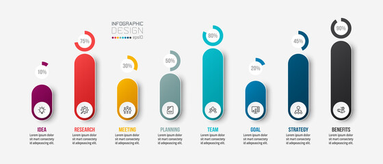 Wall Mural - Business concept infographic template with percentage option.