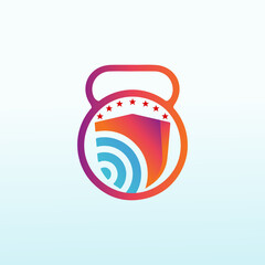 smart home networking vector fitness logo design with dumbbell icon