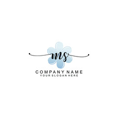 Wall Mural - MS Initials handwritten minimalistic logo template vector