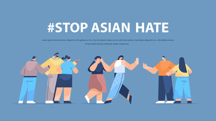 stop asian hate mix race people protesting against bullying and racism support during covid-19 coronavirus pandemic