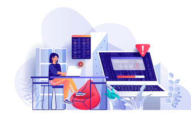 programming software developer working at laptop scene. script coding, programming in abstract langu