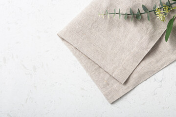 Wall Mural - Folded linen napkin on marble table