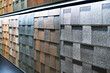 Laminate roof tiles on display in store