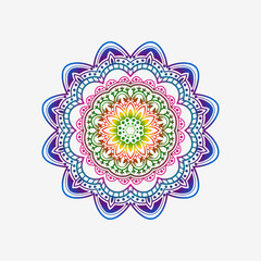 Mandala. Vintage decorative element. Mandala in rainbow colors. Mandala with floral motif. Yoga templates