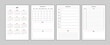 2025 calendar and daily weekly monthly personal planner diary template in classic strict style. Monthly calendar individual schedule minimalism restrained design for business notebook. Week starts on