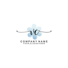 Wall Mural - VC Initials handwritten minimalistic logo template vector