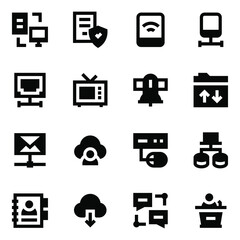 Canvas Print - 
Set of Network and Communication in Linear Icons

