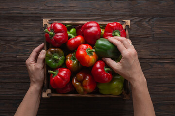 Wall Mural - peppers in a box supermarket