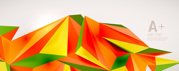 Vector triangle geometric backgrounds. Low poly 3d shape on light backdrop. Vector illustration for covers, banners, flyers and posters and other designs