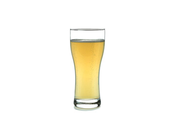 Glass of ginger beer isolated on white