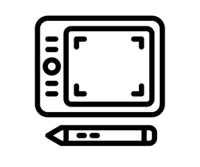 Wall Mural - tablet drawing pen single isolated icon with outline style