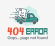 © Oleg - Funny 404 error concept. Web Page not found sign. Internet problem icon.