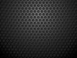 Vector metal hex grid black background. Black iron hexagonal grill texture. Technology wallpaper