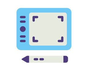 Wall Mural - tablet drawing pen single isolated icon with flat style