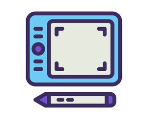Wall Mural - tablet drawing pen single isolated icon with filled outline line style