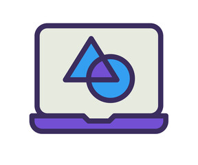 Wall Mural - laptop graphic design single isolated icon with filled outline line style