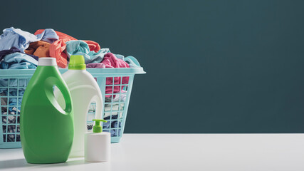 Wall Mural - Eco-friendly detergents and laundry basket