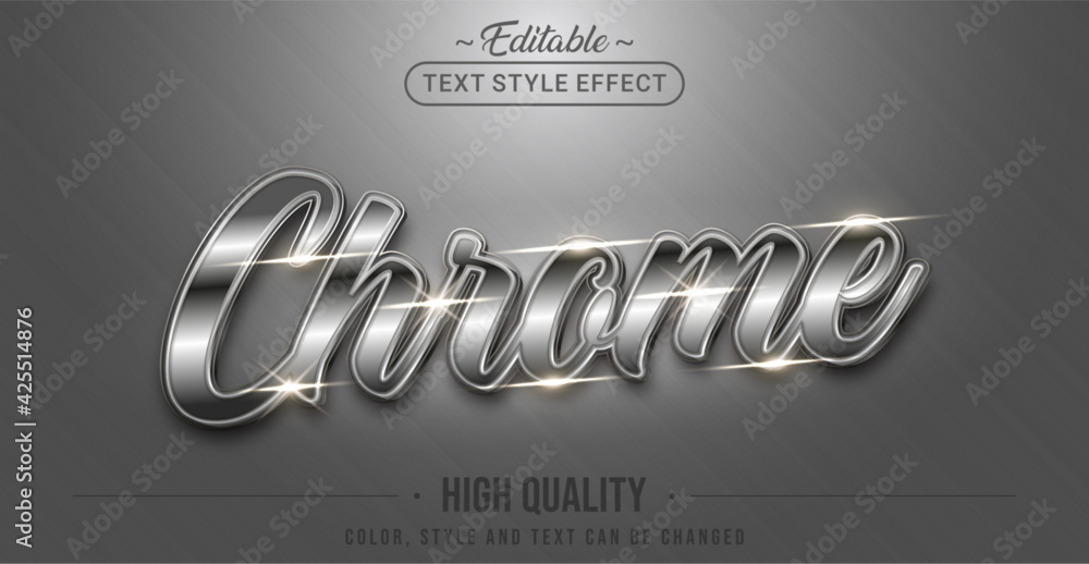 Editable text style effect - Chrome text style theme. Stock Vector ...