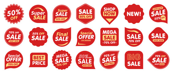 Wall Mural - set of sale badges. sale quality tags and labels. template banner shopping badges. special offer, sa