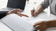 © Kantamard - Sign a document, Signing of employment contract documents, Applicants are legally selected to work in the company, Employment and selection of new staff representatives concept.