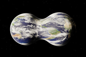 planet earth divided like drops of water. concept parallel universes