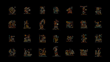 Folk ethnic dance. Icons collection for your design