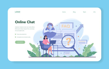 Sticker - call center or technical support web banner or landing page