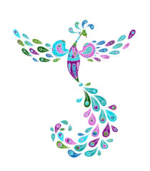 Poster - Magic Fairy Bird. Phoenix Bird. Mythical character. Ornamental Silhouette for your design