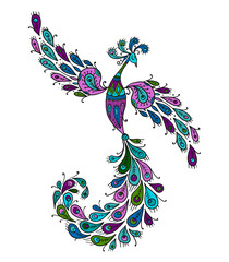 Poster - Magic Fairy Bird. Phoenix Bird. Mythical character. Ornamental Silhouette for your design