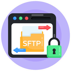 exchange and sftp transfer in a flat round icon