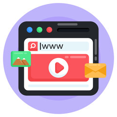 Sticker - 
A web video marketing flat round icon 

