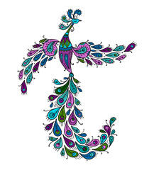 Poster - Magic Fairy Bird. Phoenix Bird. Mythical character. Ornamental Silhouette for your design
