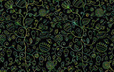 Poster - Magic Garden Background. Seamless Pattern for your design