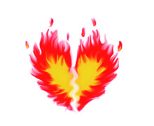 Realistic Broken Heart Flame Design