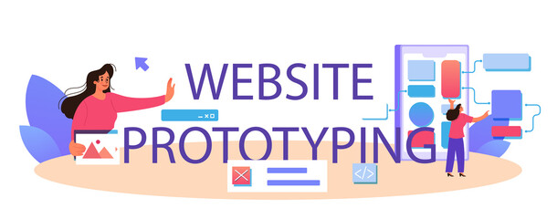 Website prototyping typographic header. Web page modeling