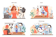 Actor and actress concept set. Theatrical performer or movie production cast