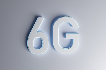 Poster - Future technology concept with 6G symbol on light background