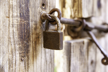 Canvas Print - Padlock on door